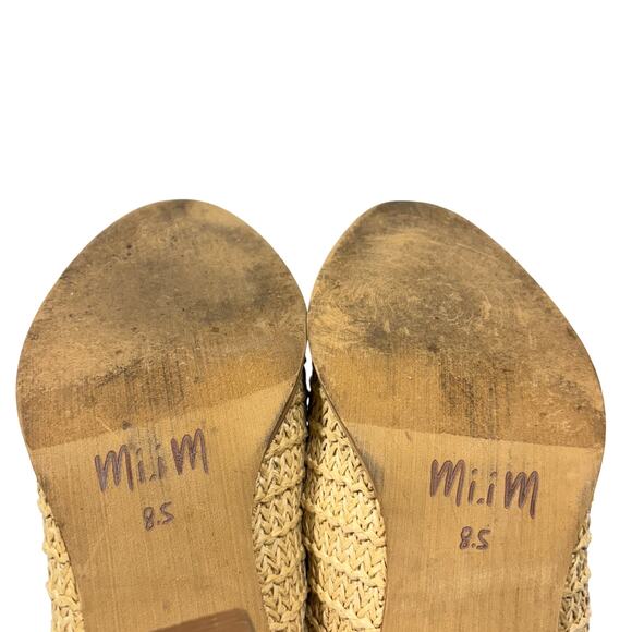 MiiM Mi.iM Raffia Woven Block Heel Mules Slides Sandals Khaki Tan 3.5" Boho 8.5 - Picture 6 of 6